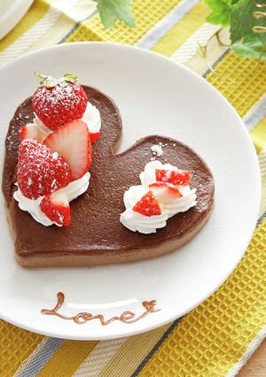電気せいろで簡単！特大ハートチョコプリン-レシピのメイン写真