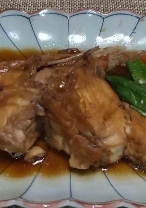 鯛のかまの煮付け、オクラ添え-レシピのメイン写真