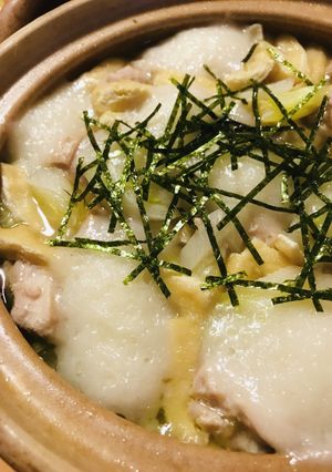鍋の素活用●白菜と鶏肉２枚の力うどん鍋-レシピのメイン写真