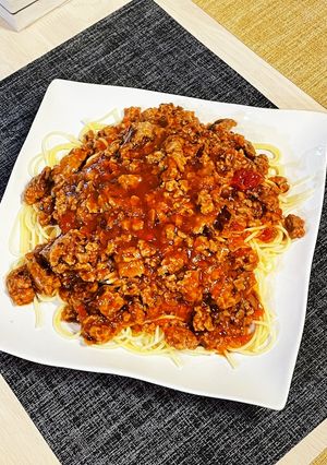 肉ゴロゴロトマトソーススパゲッティ-レシピのメイン写真