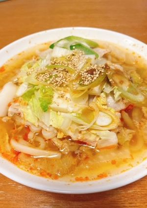 レンジで時短！ピリ辛豚しゃぶうどん-レシピのメイン写真