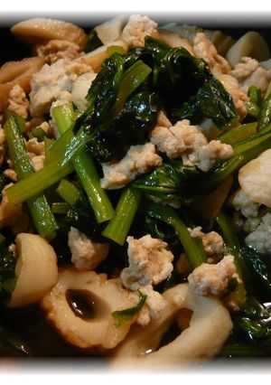 小松菜と鶏ひき肉の炒め煮-レシピのメイン写真