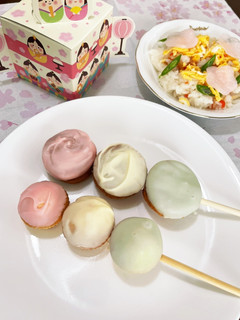 ひな祭りに 三色団子風チョコがけお菓子-レシピのメイン写真