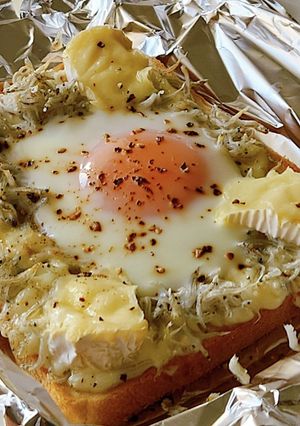 半熟卵deカマンベールしらす★食パン朝食-レシピのメイン写真