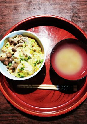 きのことお豆腐の甘辛卵とじ丼-レシピのメイン写真