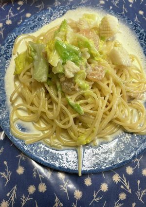 キャベツのシーフードクリームパスタ-レシピのメイン写真