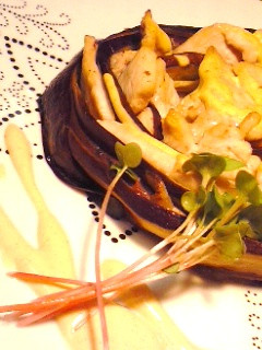 長なすと鶏のくるくる、マスタードソースで-レシピのメイン写真