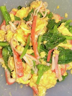 菜の花とカニかまと炒り卵の胡麻だれ和え-レシピのメイン写真