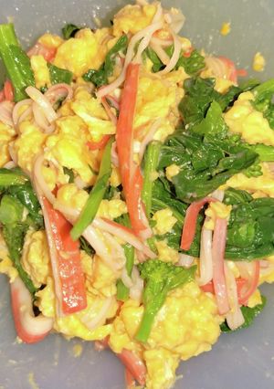 菜の花とカニかまと炒り卵の胡麻だれ和え-レシピのメイン写真