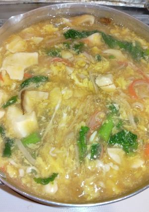 菜の花と豆腐とカニかまのかき玉餡掛け汁-レシピのメイン写真
