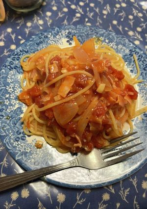 ベーコンと玉ねぎのトマトパスタ-レシピのメイン写真
