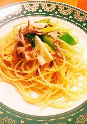 長ネギと豚肉のパスタ-レシピのメイン写真