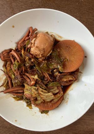 酒のつまみに　味噌とイカゲソの大根煮　⑥-レシピのメイン写真