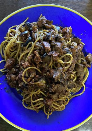 ナスと豚肉の和風ボリュームパスタ⑧-レシピのメイン写真