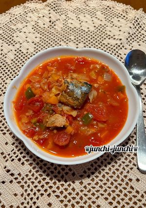 ♡鯖缶とトマト缶で簡単ミネストローネ♡-レシピのメイン写真