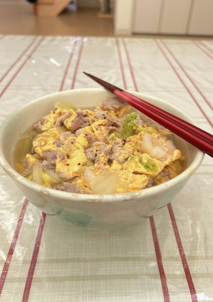 豚肉と白菜の白だし卵とじうどん〈記録用〉-レシピのメイン写真