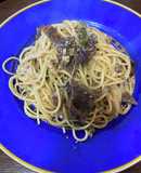 アスパラと牛肉、玉子の和風パスタ　15