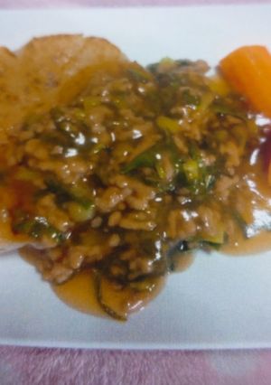 大根ステーキひき肉と大根葉のあんかけ　-レシピのメイン写真