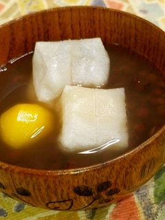 時短調理★くりとお餅のぜんざい★動画あり-レシピのメイン写真