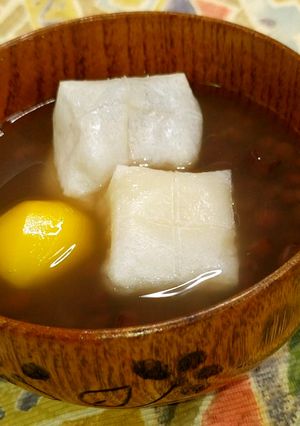 時短調理★くりとお餅のぜんざい★動画あり-レシピのメイン写真