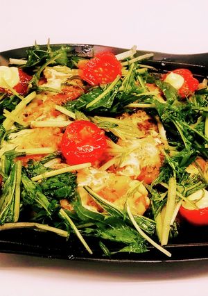 “鶏天ミニトマト水菜のタルタルマヨ丼”-レシピのメイン写真