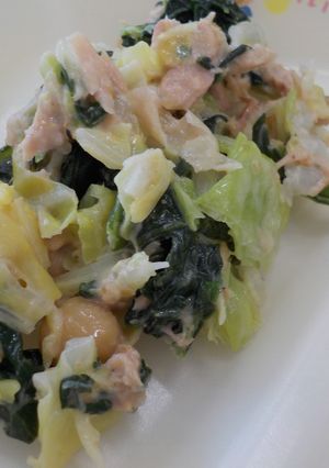 【給食】小松菜とツナのサラダひよこ豆入り-レシピのメイン写真