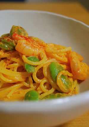 そら豆とエビのスパゲッティ。-レシピのメイン写真