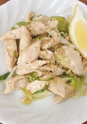 【簡単】　鶏ささみと長ねぎのスタミナ和え-レシピのメイン写真