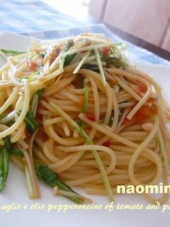 トマトと水菜の和風ペペロンチーノ-レシピのメイン写真