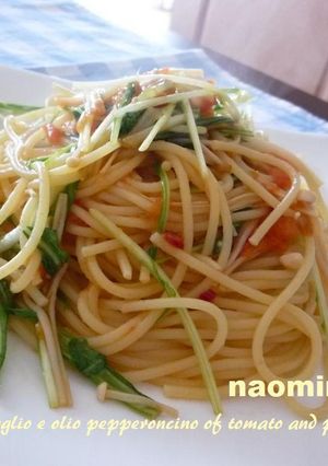 トマトと水菜の和風ペペロンチーノ-レシピのメイン写真