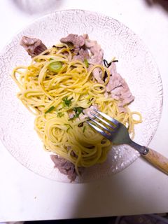 簡単!塩昆布と豚肉の和風パスタ♪-レシピのメイン写真
