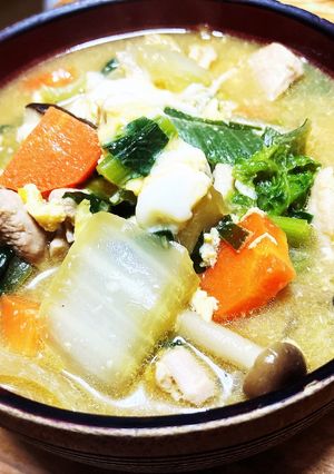鶏肉と冬野菜のかき卵つゆかけそば-レシピのメイン写真