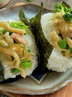 だいこんイリチーと菜の花のおにぎり-レシピのメイン写真
