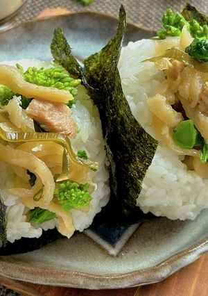 だいこんイリチーと菜の花のおにぎり-レシピのメイン写真