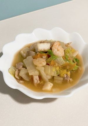 白菜とエビイカ豚肉の塩炒め-レシピのメイン写真