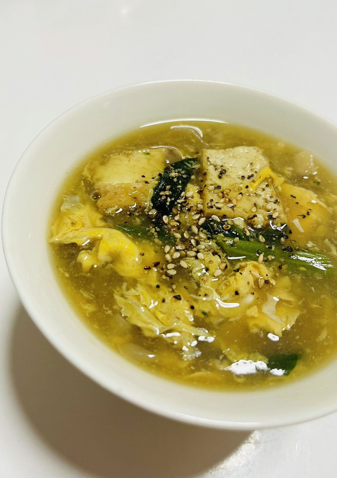 厚揚げとほうれん草の卵スープ-レシピのメイン写真