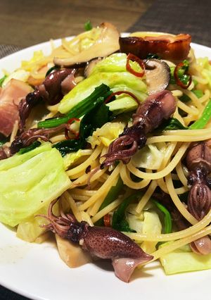 ホタルイカとキャベツたちのペペロンチーノ-レシピのメイン写真
