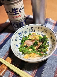 菜の花・たまご・ももハムの簡単炒め-レシピのメイン写真