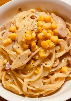 【取り分け幼児食】コーンスープパスタ-レシピのメイン写真
