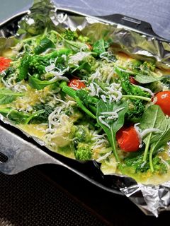 菜の花とシラスの米粉ピザ-レシピのメイン写真