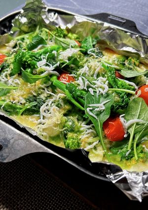 菜の花とシラスの米粉ピザ-レシピのメイン写真