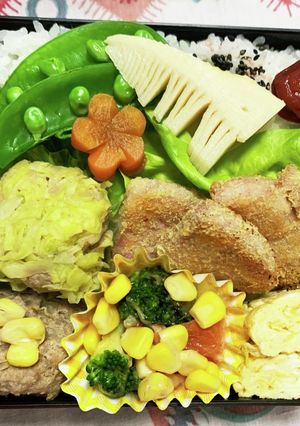 2/19ﾖｯﾁｬﾝ☆焼売&ハムカツ弁当-レシピのメイン写真