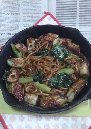 ちくわ小松菜入り和風ナポリタン焼きうどん-レシピのメイン写真