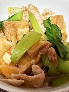 豚こま厚揚げ青梗菜のピリ辛炒め-レシピのメイン写真