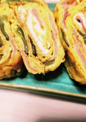 ごま油で！ピーマンとベーコン入り玉子焼！-レシピのメイン写真