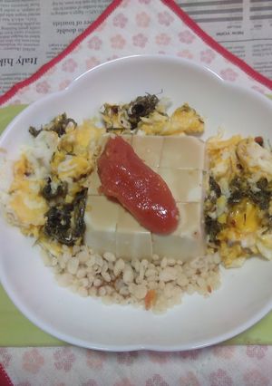 明太載せ冷奴+刻みめかぶ入り炒り卵-レシピのメイン写真