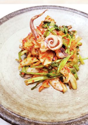 今が旬!韓国おかんのヤリイカとせりのフェ-レシピのメイン写真