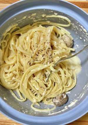 レンジ・マッシュルームとチーズのパスタ-レシピのメイン写真