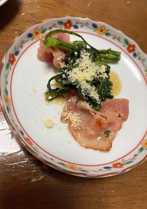 やみつき！春菊とベーコンの炒め物-レシピのメイン写真