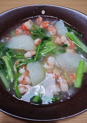 梨湖のかぶのえびあんとじ-レシピのメイン写真